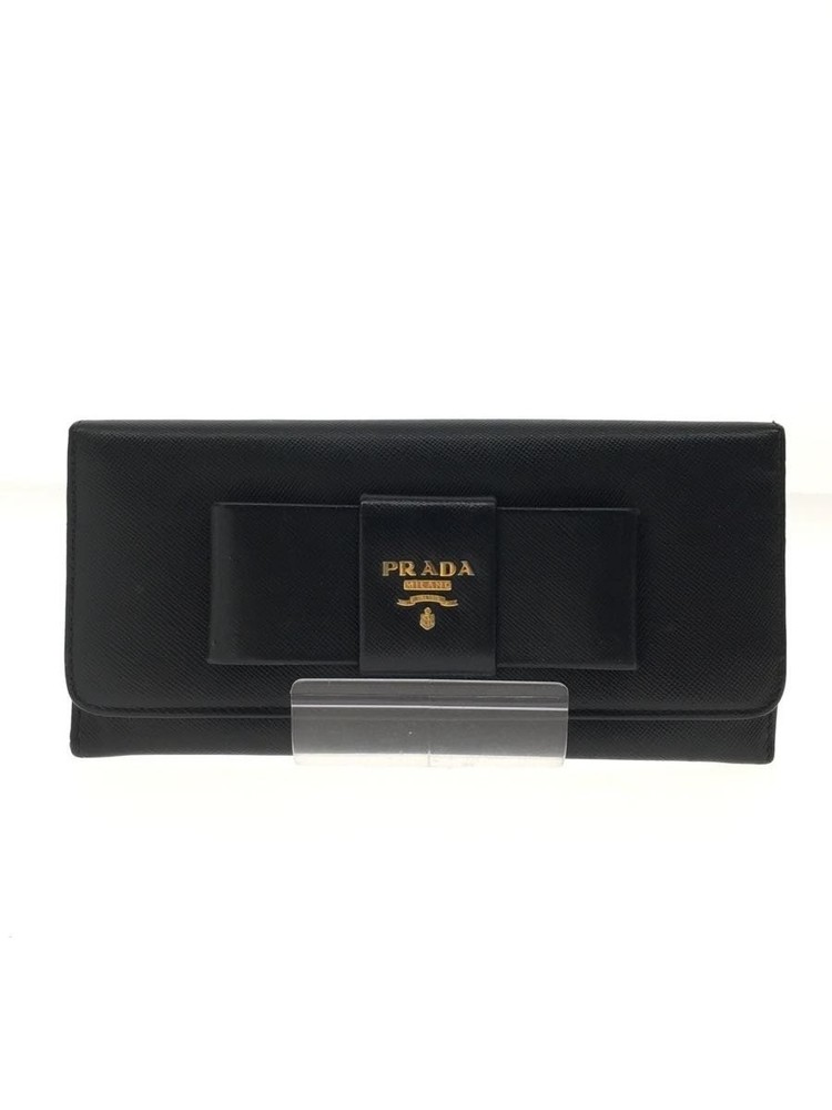 Prada 1M1132 Black Long Wallet for Women with Tear Near Bill Compartment