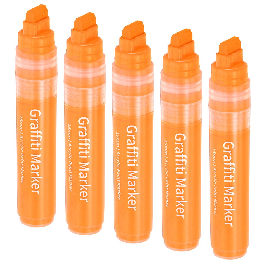5 Pcs Graffiti Markers, 15mm Orange Poster Marker Thick Acrylic Paint Pen