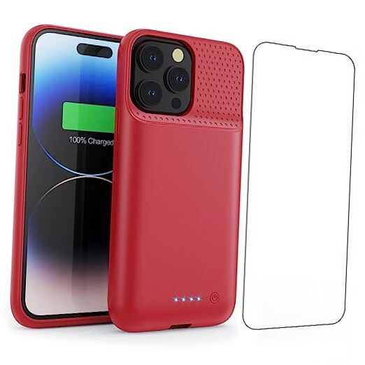 Battery Case for iPhone 14Plus/14Pro Max/13Pro Max, Powerful 8600mAh Red