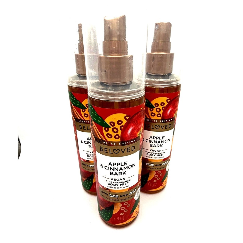 Lot of 3 Beloved Limited Edition Apple & Cinnamon Bark Fragrance Body Mist 8oz