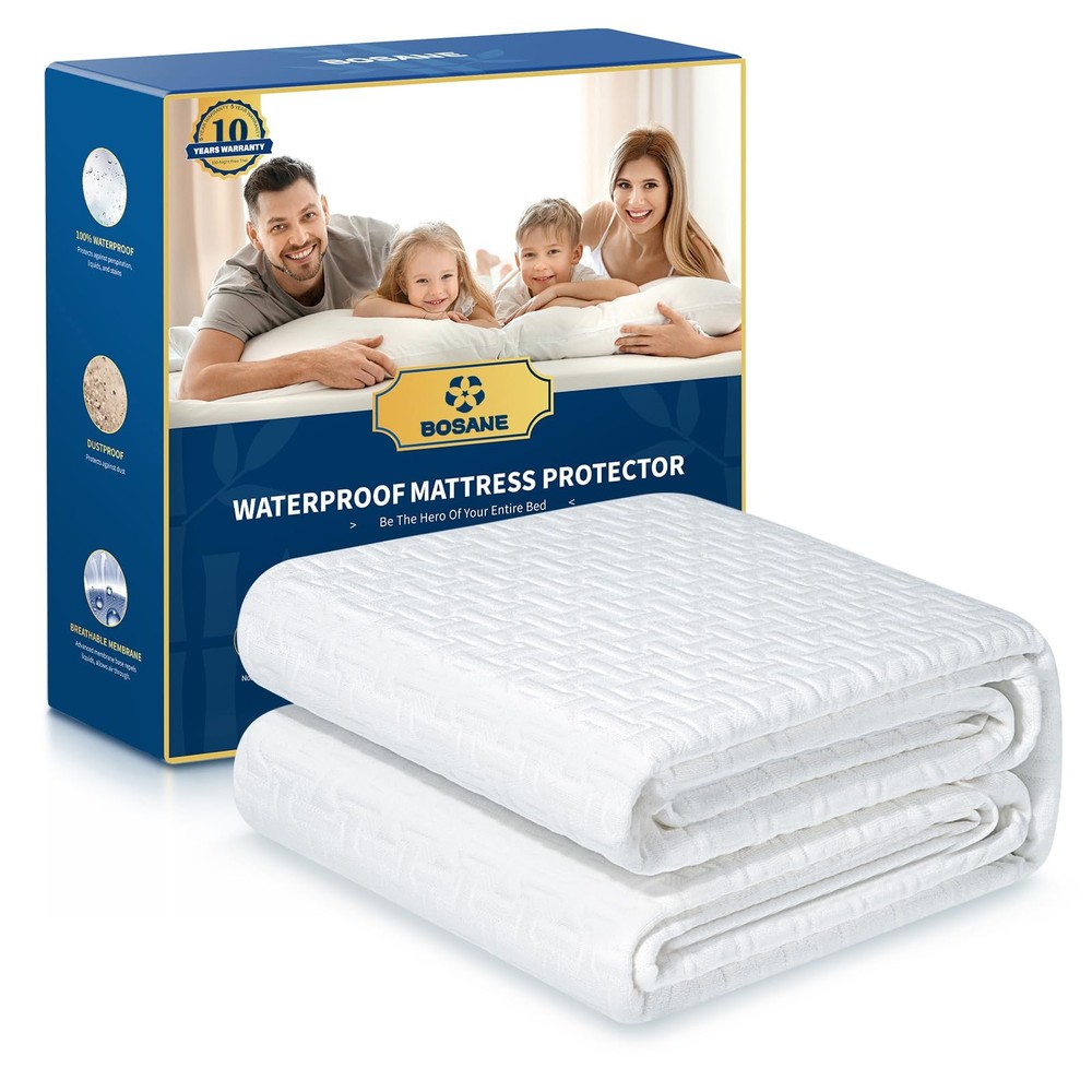 100% Waterproof Cooling Queen Mattress Protector with Breathable 3D Air Fabric