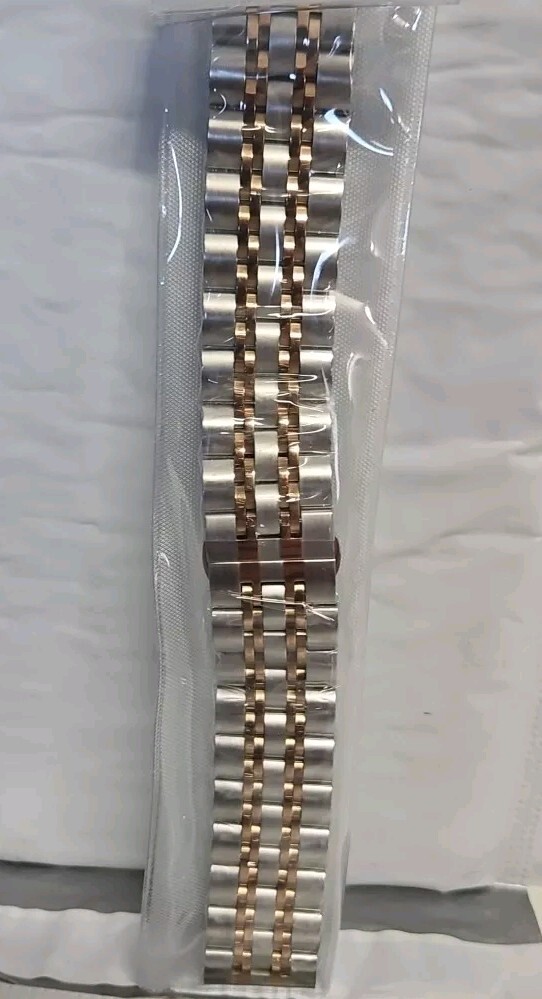 Pinnacle Premium 22mm Silver And Rose Gold Stainless Steel Watch Band For...