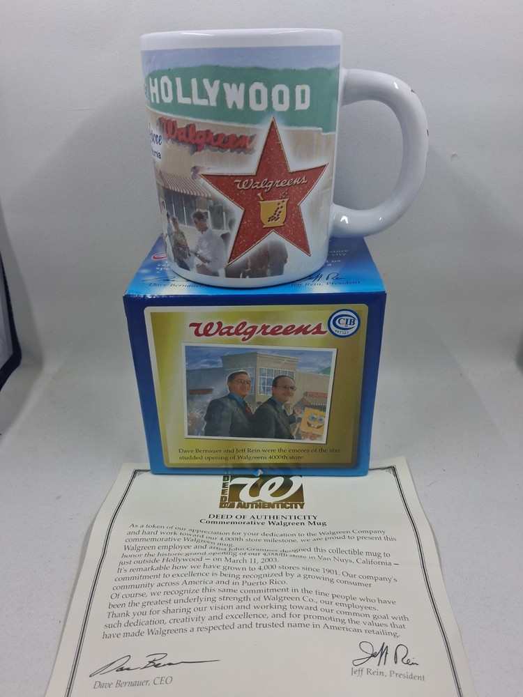 Walgreens 4000th Store Coffee Mug Hollywood Van Nuys California 2003 w/COA