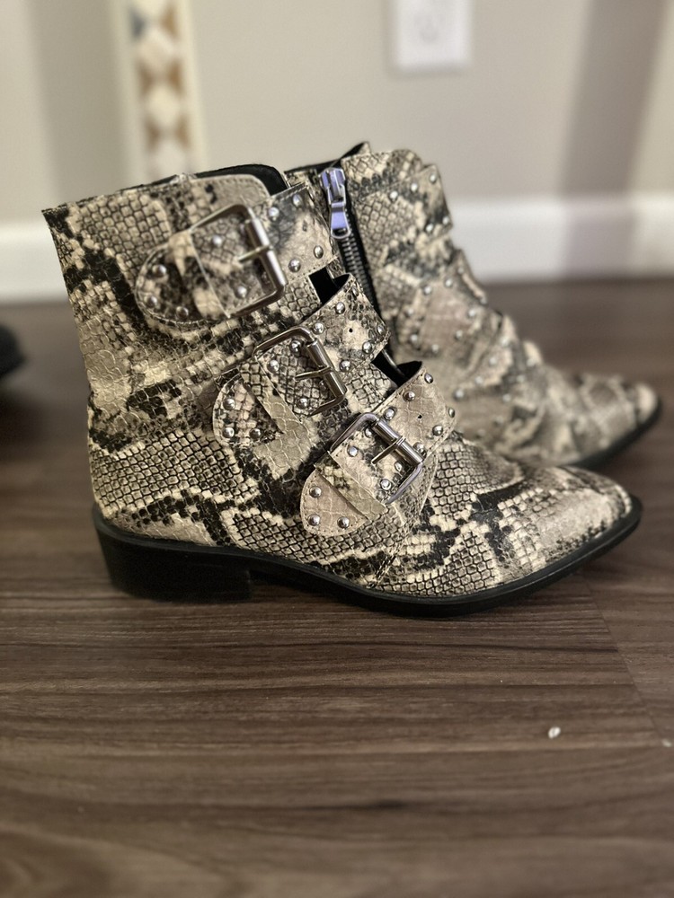Steve Madden Harmon Snakeskin Studded Zip Boots Size 6.5 NEW YORK