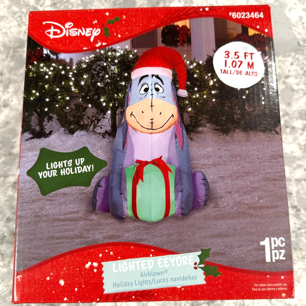 Disney Eeyore Merry Christmas Inflatable Lighted 3.5 FT
