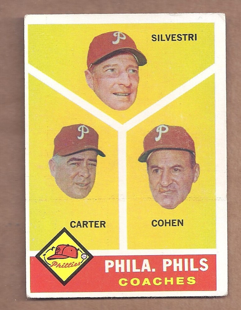 1960 Topps #466 Philadelphia Phillies Coaches Card in Excellent Condition