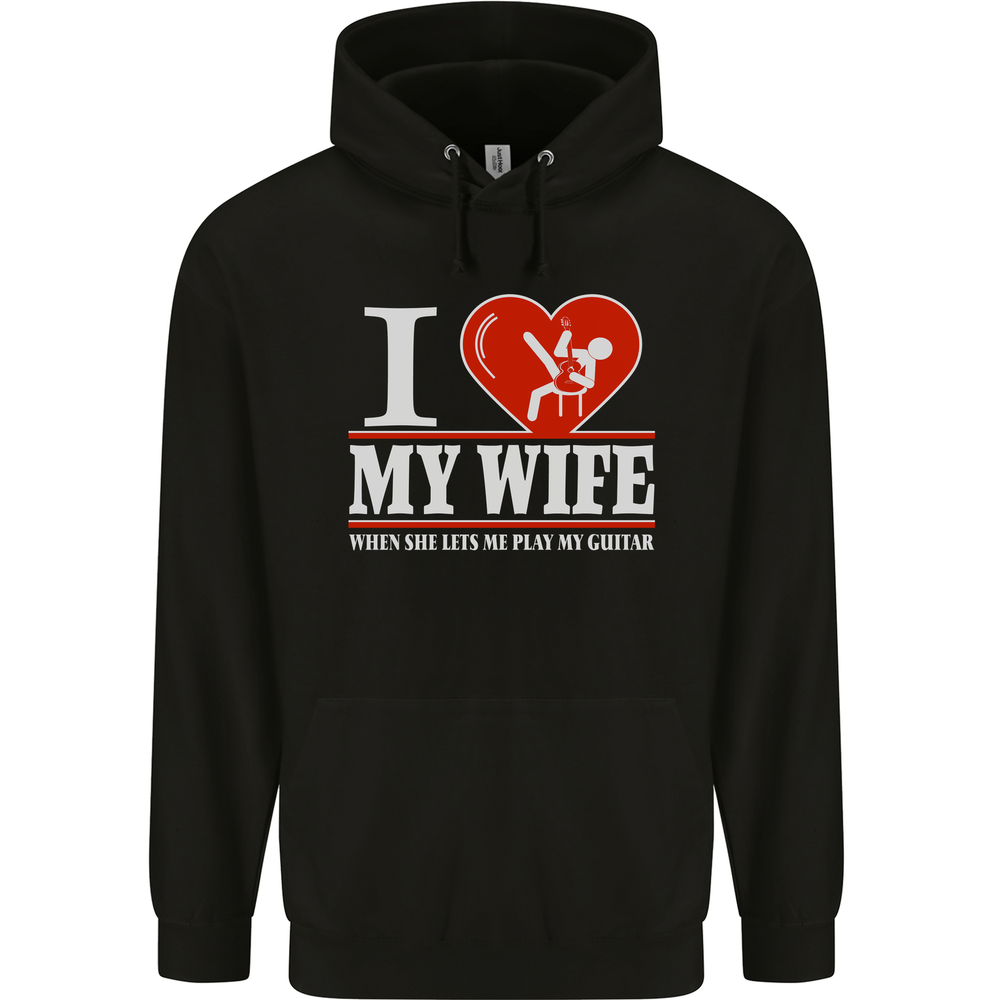 Guitar I Love My Wife Guitarist Electric Mens 80% Cotton Hoodie