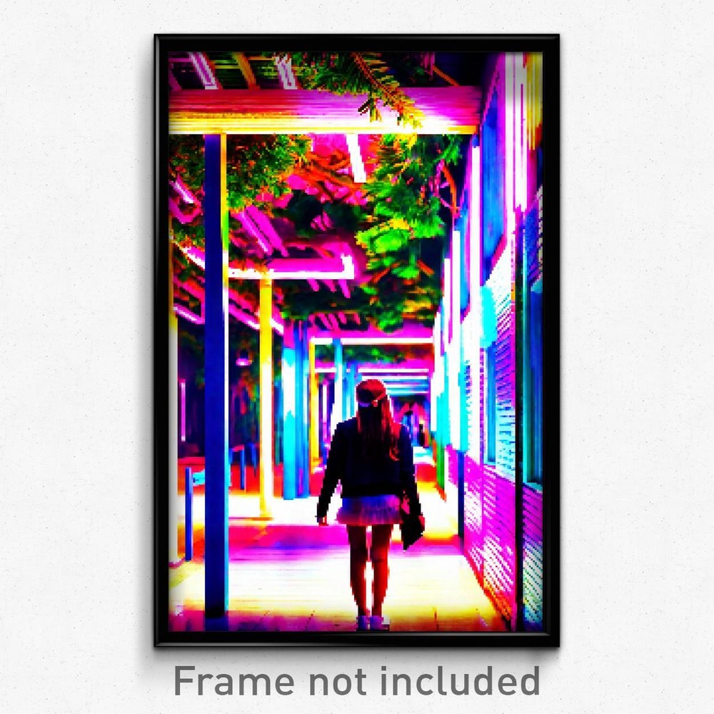 8 Bit Psychedelic Pixel Art Poster - Vibrant Trippy Video Game Print