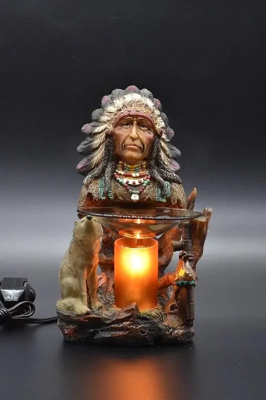 Electric Polyresin Indian Chief Wax Warmer with Free Fragrance Oil & Shipping