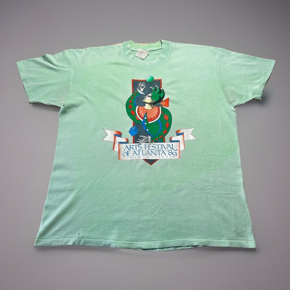 VTG 1989 Arts Festival of Atlanta  Jester Magic Joker Shirt Size XL Faded