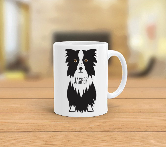 Personalized Border Collie Mug With Printed Custom Name