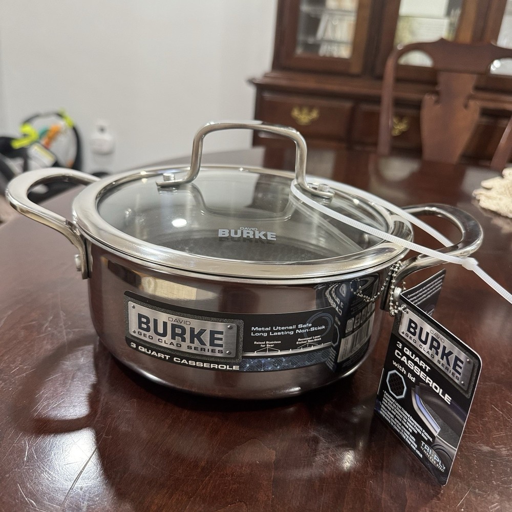 David Burke Geo Clad 3-qt 8-inch Heavy Stainless Steel Casserole Pan
