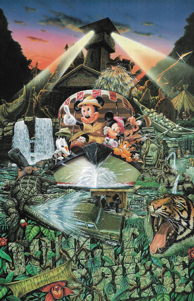 Disneyland Indiana Jones 13x19 Satin Poster Featuring Mickey & Minnie Mouse Art  