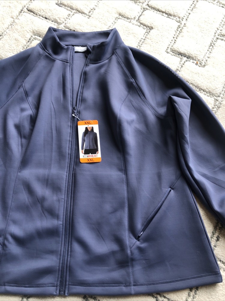 NWT 32 Degrees Cool Women's Mock Neck Full Zip Active Jacket Light Blue - XXL