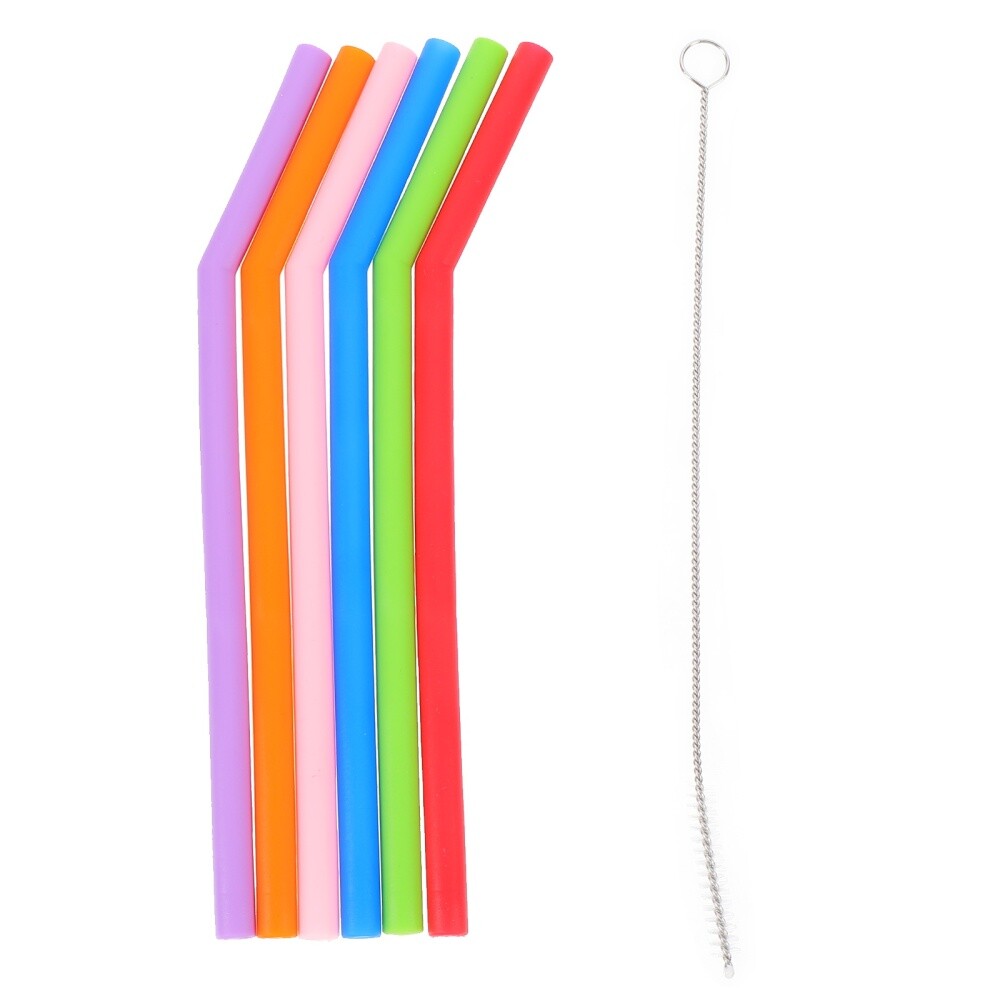 6 Pcs Drinking Straws Reusable Silicone Hot and Cold Beverage Toddler