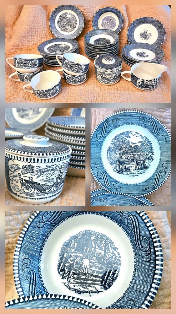 Royal USA Currier & Ives Blue & White Old Grist Mill Collection