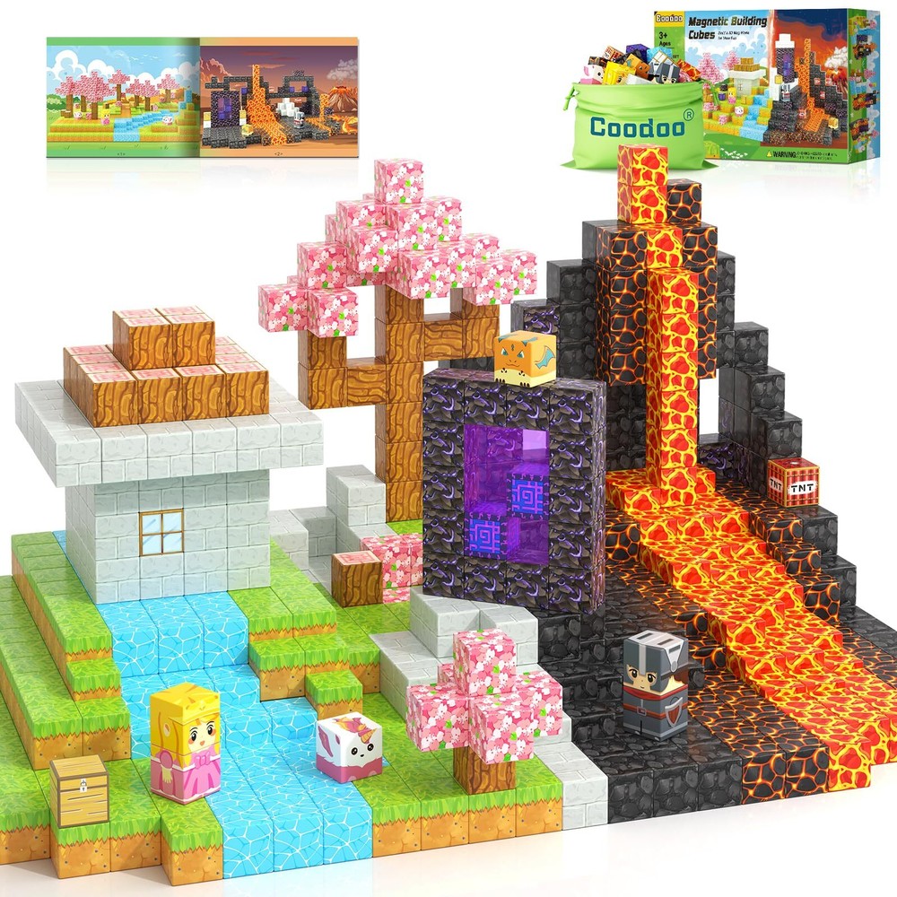 Magnetic Blocks - Build Mine Magnet World Magic Portal Set, Magnetic Tiles Bu...