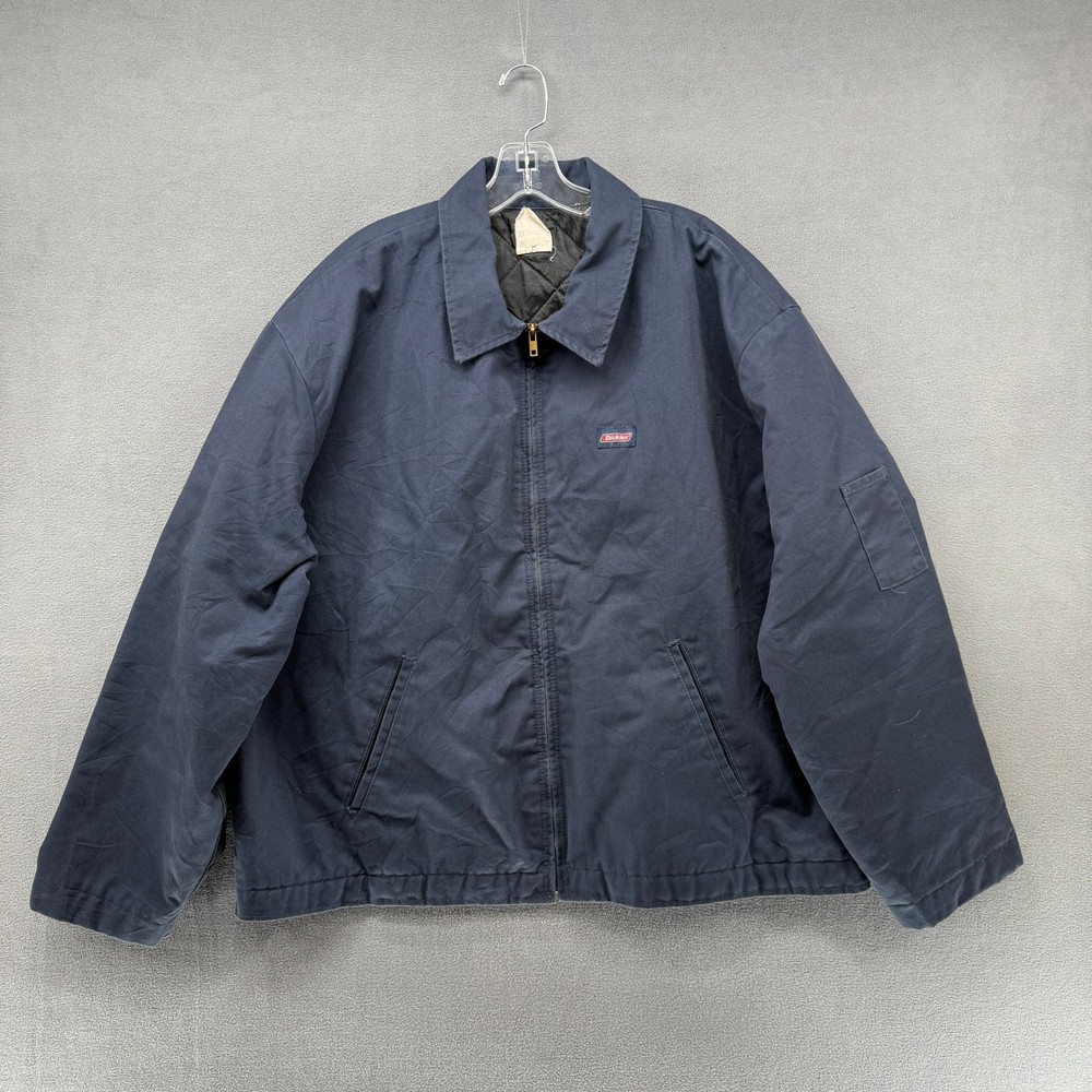 Dickies Mens Eisenhower Jacket Navy Blue Quilted Lined Twill Work Coat Size 2XL