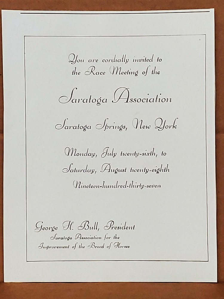 Saratoga Association Race Meeting 1937 PRINT AD George H Bull President Horses