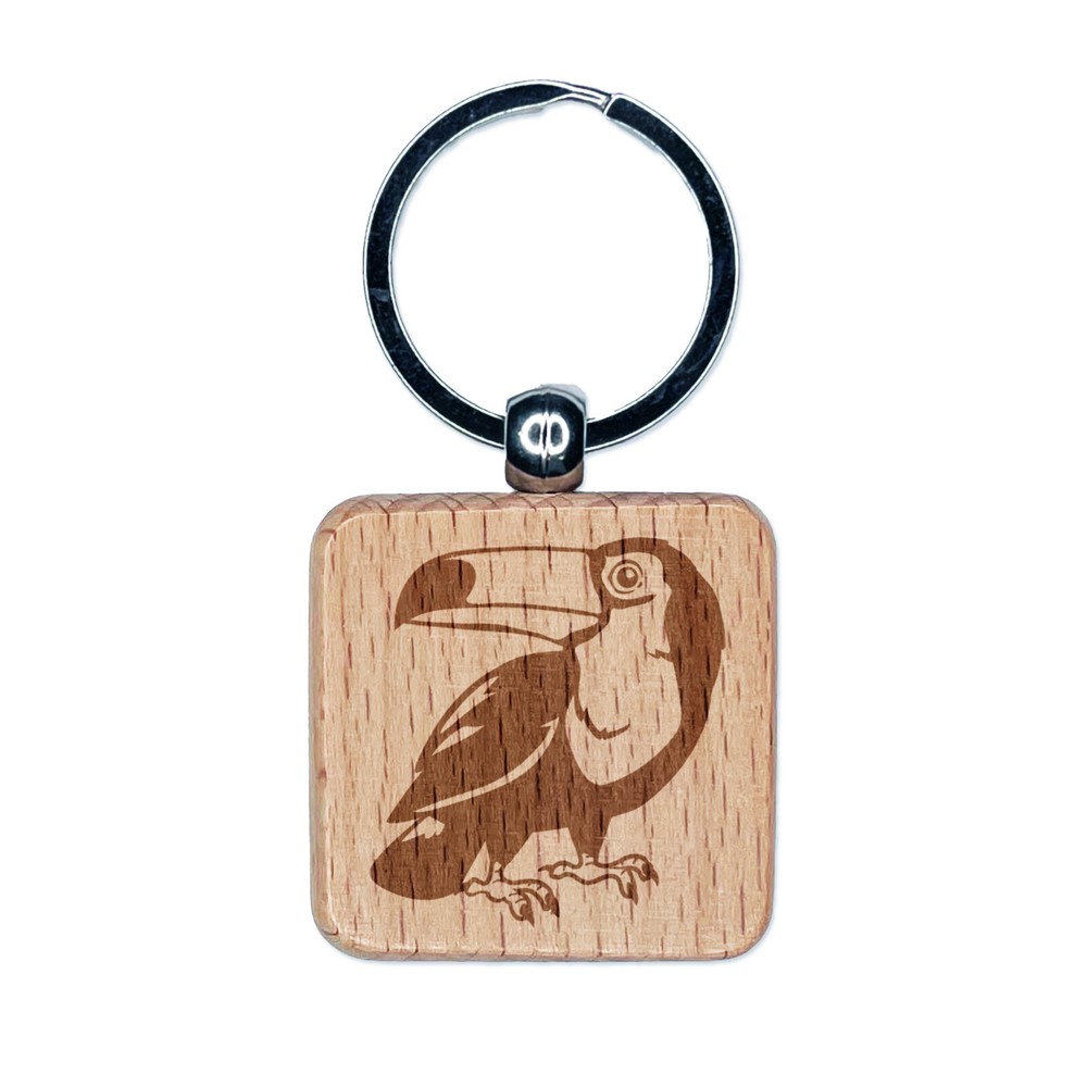 Toco Toucan Bird Engraved Wooden Keychain Charm Gift