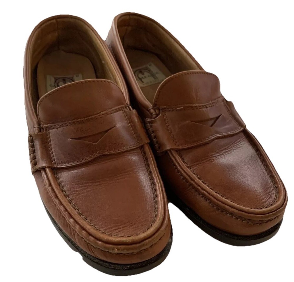 Brown Leather Penny Loafer Slip Ons Mens 9.5 D Made in Italy by Cable & Co