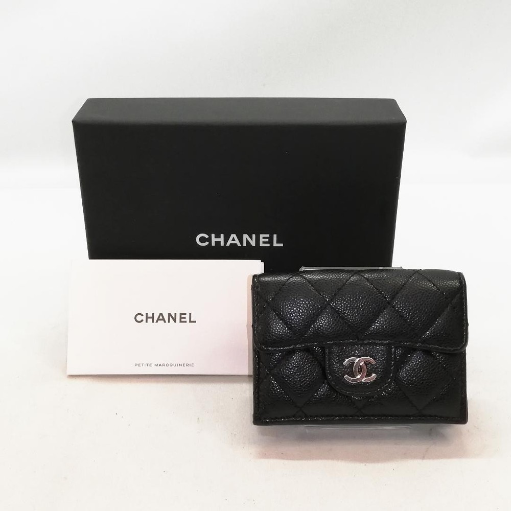 Class Chanel Trifold Wallet Matelasse Coco Mark Black