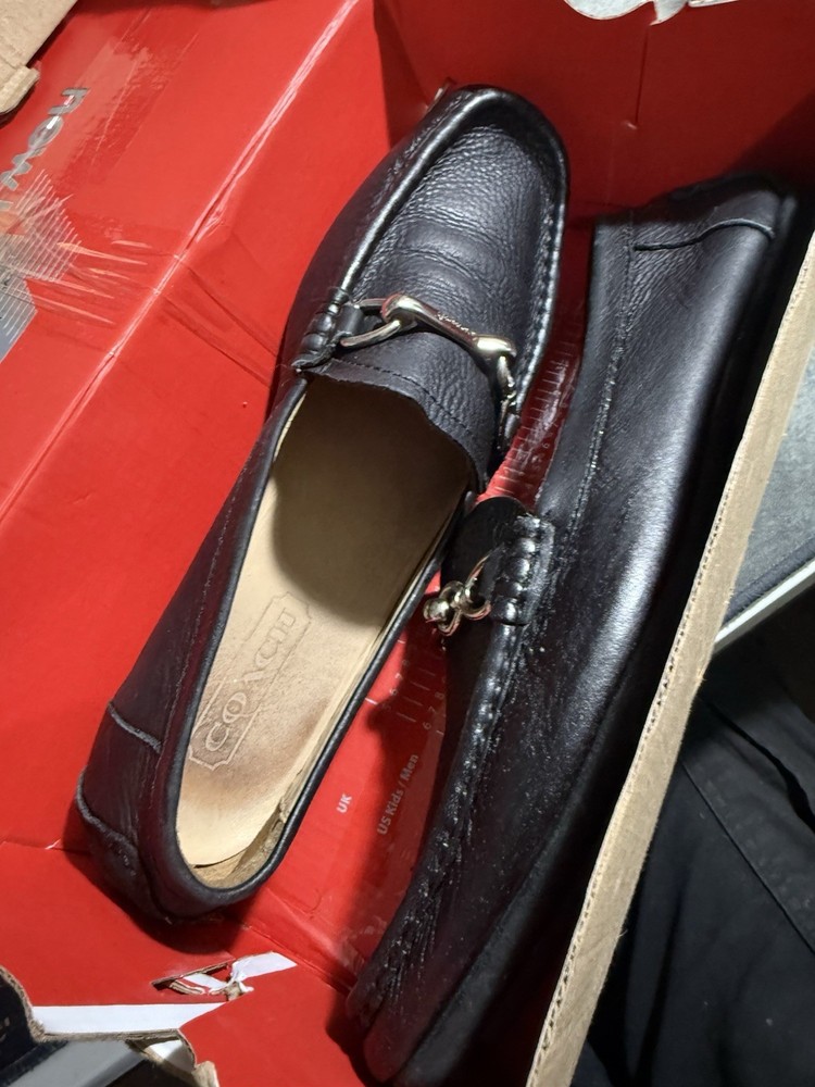 Coach Vintage Black Leather Horse Bit Loafers Men's Size 10