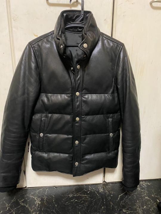 Win Sons Leather Down Jacket with Stylish Delay Design