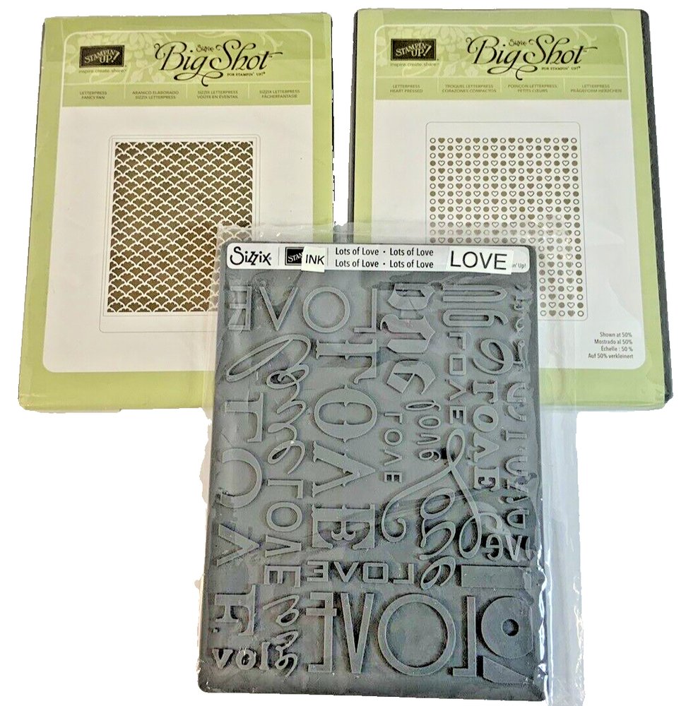 Stampin Up dies Big Shot LETTERPRESS PLATES Lot of 3 Uses regular ink pad