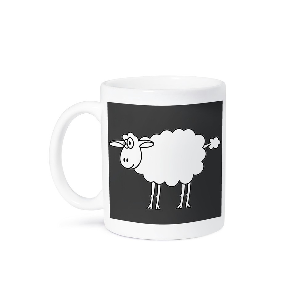 Cute Cartoon Sheep Design Ceramic Coffee Mug by 3dRose