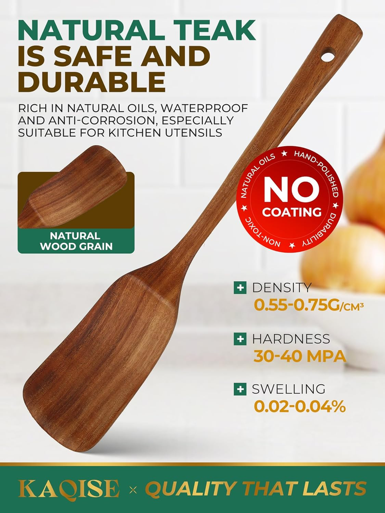 Nonstick Wooden Spatula for Cooking Finely Polished Teak Wooden Utensils Kitchen