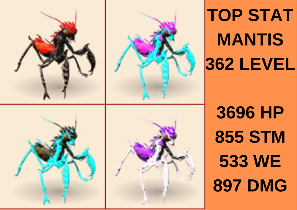 Mantis TOP STAT & EGGS 🐣 362 LEVEL Ark Survival Ascended Official PVE