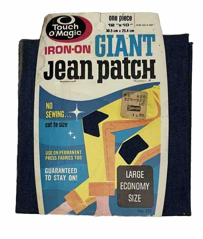 Vintage Touch O Magic GIANT Iron-On Blue Jean Denim Repair Patch 12x10