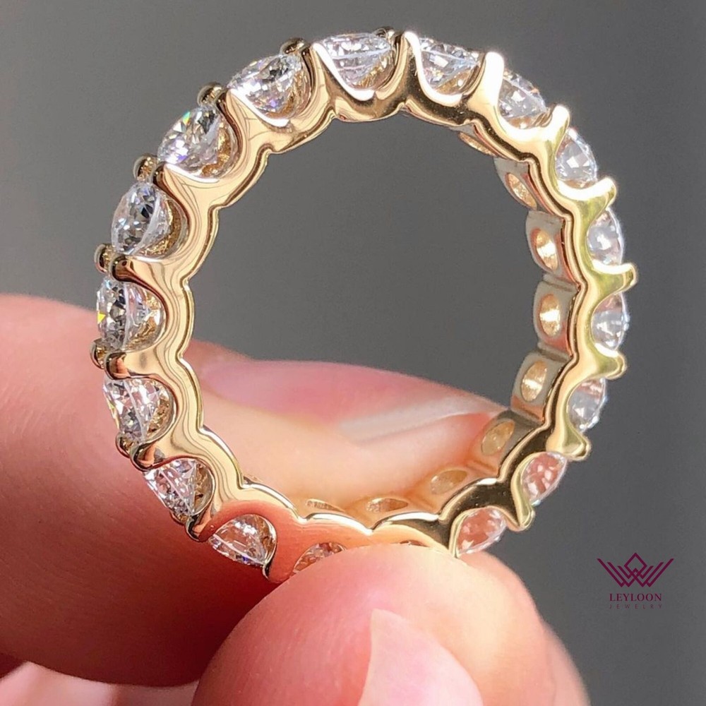3.6 CTW Round Cut Eternity Band Moissanite 950 Platinum Ring