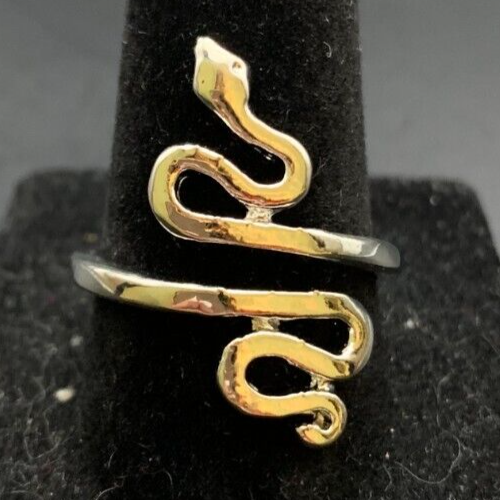 Vintage Antique Silver Tone Snake Ring - Size 8.5