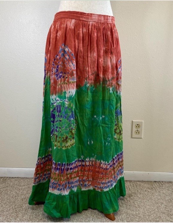 St Johns Bay Womens Medium Boho Cotton Skirt with Stretch Waist in Colorful Prints  