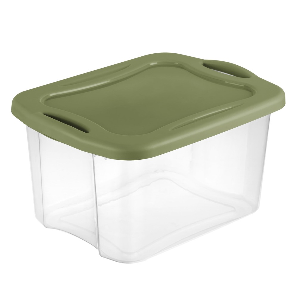 Sterilite 40 Quart Plastic Storage Bin with Full-Grip Handles in Green