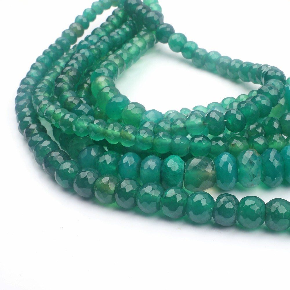 Natural Green Onyx 8 Inch Faceted Rondelle Beads 7-12 MM Gemstone Strand