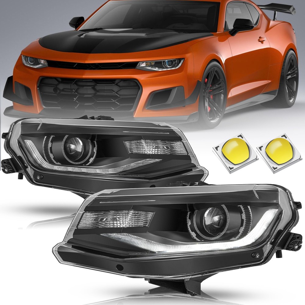For 2016-2022 Chevy Camaro HID/Xenon LED DRL Projector Headlight Headlamp LH&RH
