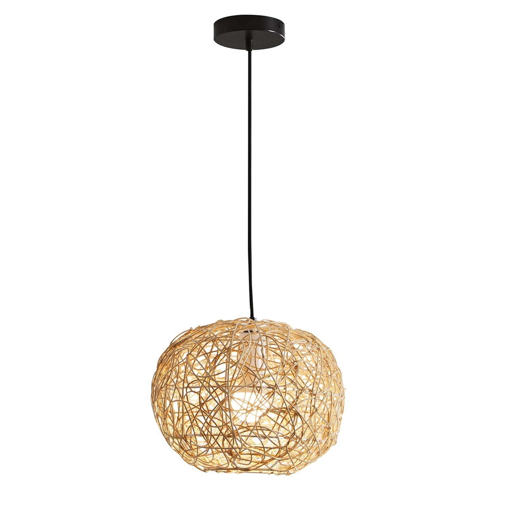 Better Homes & Gardens Architectural Woven Pendant Light, Natural Rattan Shade