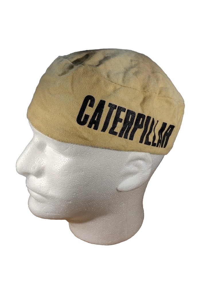 Vintage Caterpillar Canvas Beanie Style Beige SAFETY Centers Inc Cap