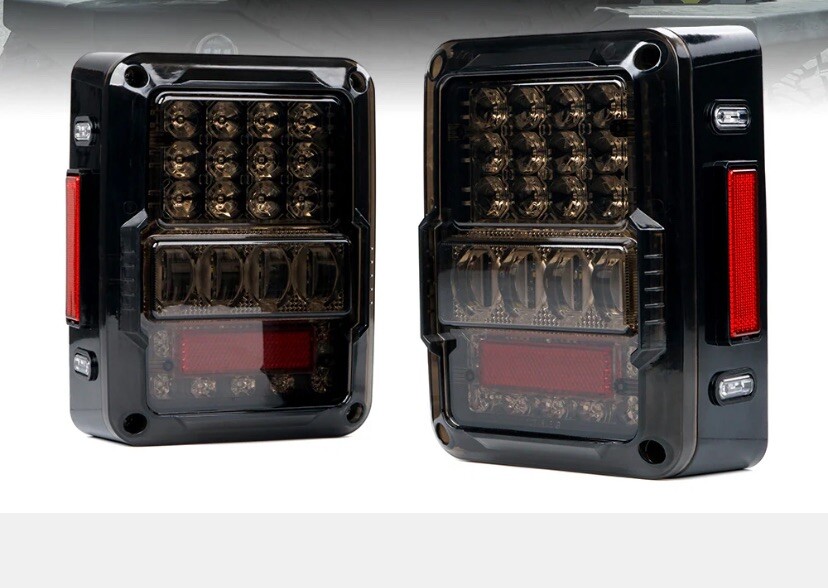 Smoked LED Tail Lights Rear Reverse Brake Lamp for 07-18 Jeep Wrangler JK