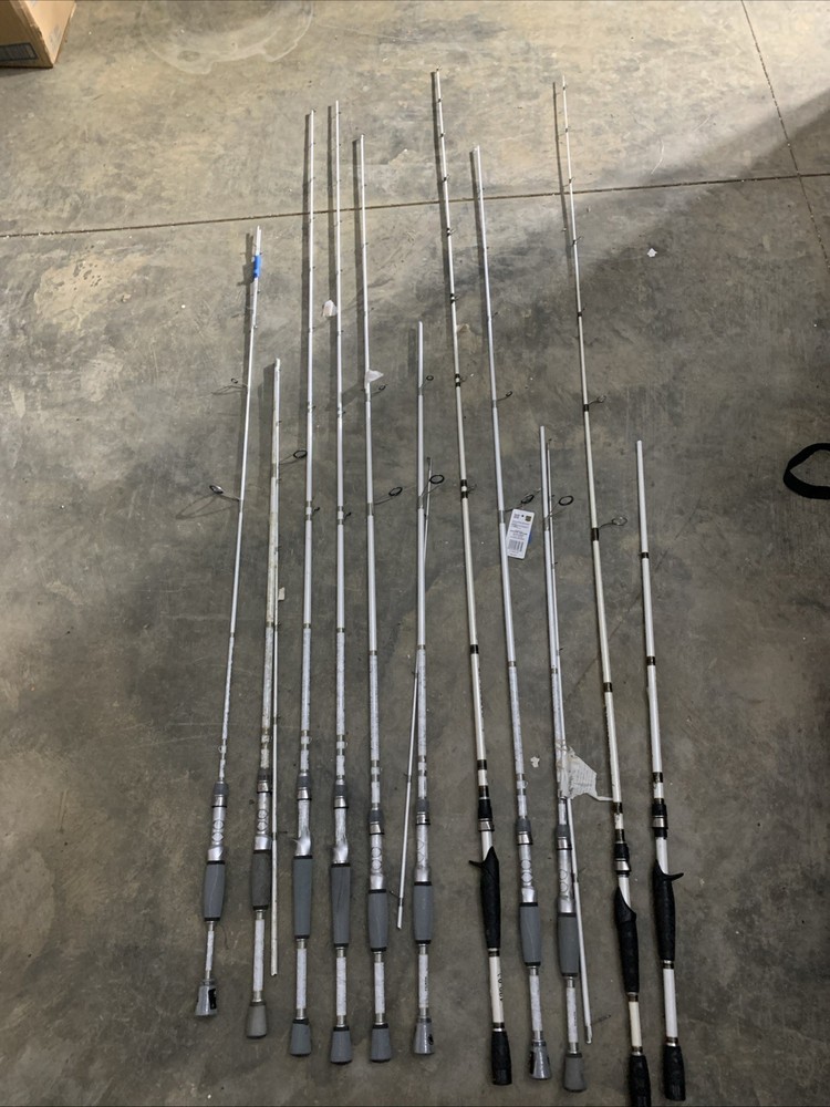 Lot Of 11 Johnny Morris Carbonlite Fishing Rods (FOR PARTS OR REPAIR) (BROKEN