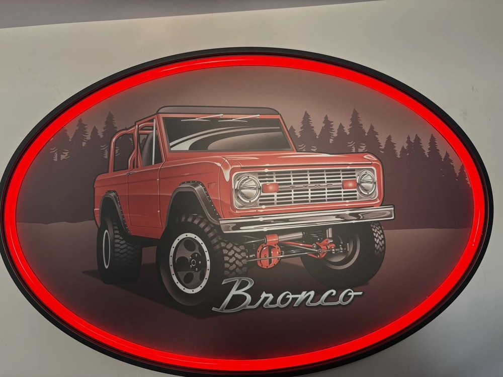 Ford Bronco 17-Inch Oval LED Wall Sign - Licensed Neon Style Decor