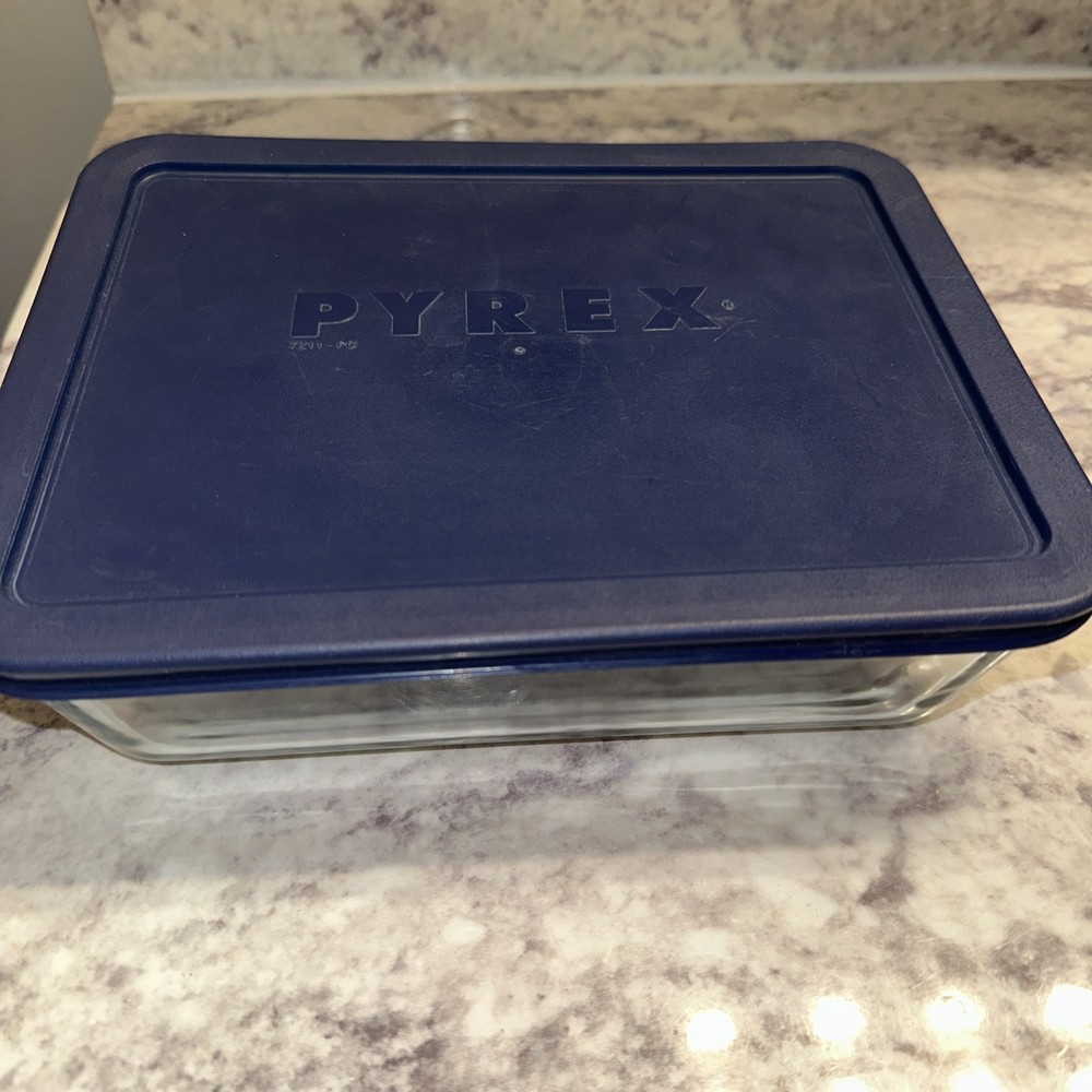 Pyrex 3-Cup Glass Food Container with Blue Lid for Easy Storage