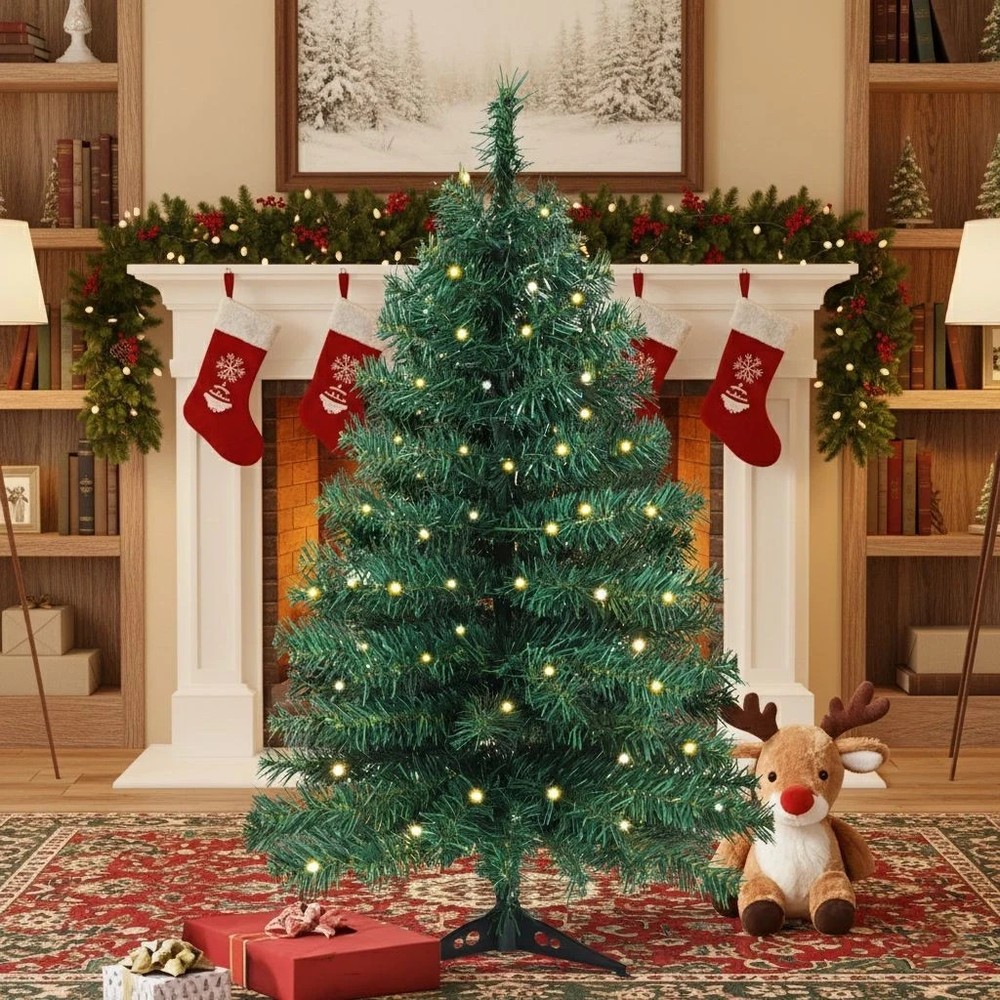 3' FT Clear Lights LED Pre-Lit Winston Pine Green Artificial Christmas Tree NEW!