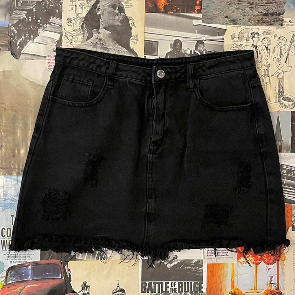Distressed denim mini skirt for a stylish edgy look