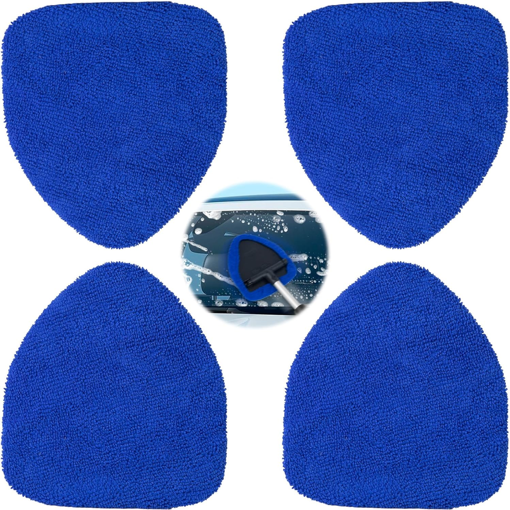 4PCS Blue Microfiber Car Windshield Cleaning Tool Pads