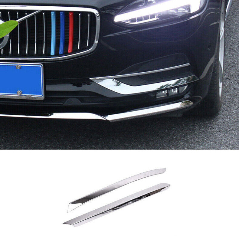 For Volvo S90 2017-2020 Chrome steel Front Bumper Side Corner Chin Guard Trim