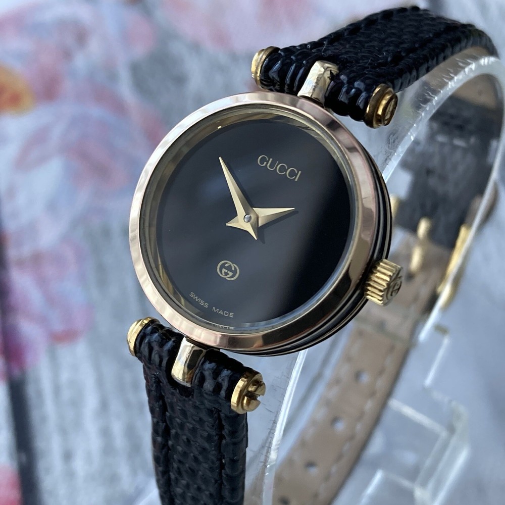 Gucci 2000L Ladies Vintage 1970s Swiss Black Dial 22mm Watch